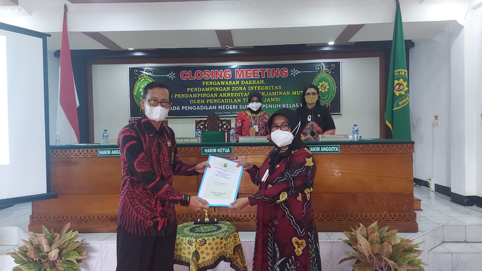 Closing Meeting, Pengawasan Daerah, Pendampingan Zona Integritas dan Pendampingan Akreditasi Penjaminan Mutu Oleh Pengadilan Tinggi Pada Pengadilan Negeri Sungai Penuh.